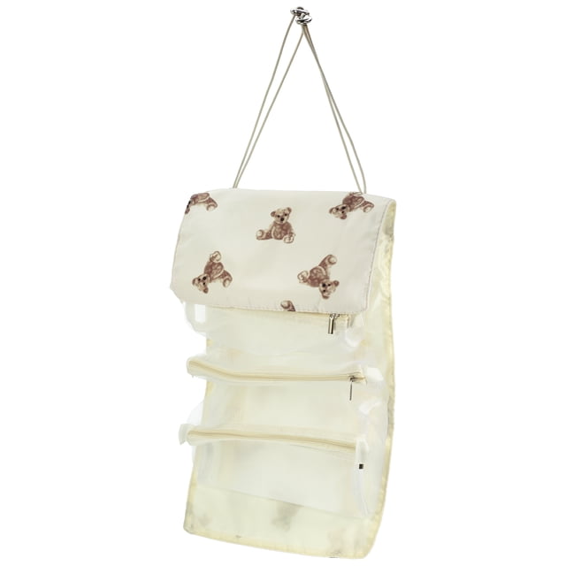 Bolsa de maquillaje enrollable, bolsa de cosméticos desmontable 4 en 1, bolsa de aseo colgante enrollable, bolsa de viaje extraíble organizador de maquillaje para mujeres, estilo osito de peluche