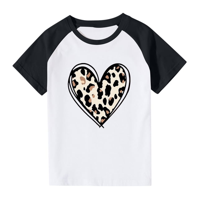 Rbaofujie T-Shirts Graphiques pour Fille Col Rond Manches Courtes Mignons Hauts d'Été T-Shirts