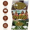 thumbnail image 6 of Black Yellow Plaid Round Tablecloth 36-44 Inch Round Fitted Table Cloth with Elastic Edge, Retro Country Buffalo Check Gingham Waterproof Table Cover Protector for Outdoor Picnic Party Dining, 6 of 6