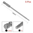thumbnail image 2 of 5 piezas de brocas de destornillador Torx T8 de 100 mm de longitud con vástago hexagonal de 1/4" de acero aleado S2, 2 of 4