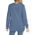 thumbnail image 3 of Frontwalk Ladies Sweatshirt Crew Neck Tops Long Sleeve Pullover Women Loose Fit Sweatshirts Solid Color T-shirt Blue M, 3 of 4