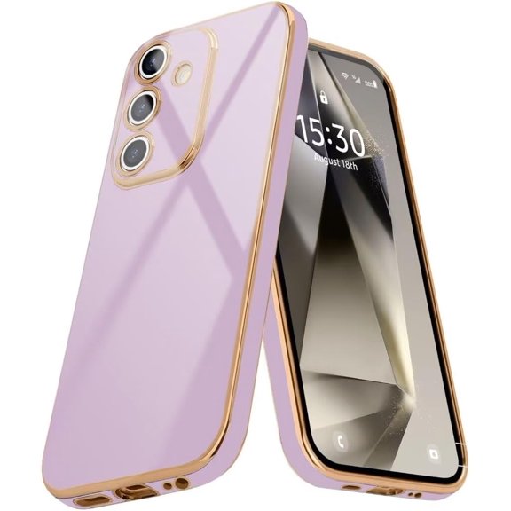 ZUKKASHAN Case for Samsung Galaxy S25 5G Cover,Electroplating Soft Silicone TPU Cover,Flexible Silicone Protective Phone Case with Golden Edging Shockproof Bumper Cover
