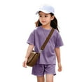 thumbnail image 5 of XZNPDUCQ Toddler Girls Clothes Baby Summer Outfit Short Sleeve T-Shirt Tops Casual Elastic Short 2PCS Set For 6 12 18 24 Months 2T 3T 4T 5T Dailywear Purple，6-7 Years, 5 of 7