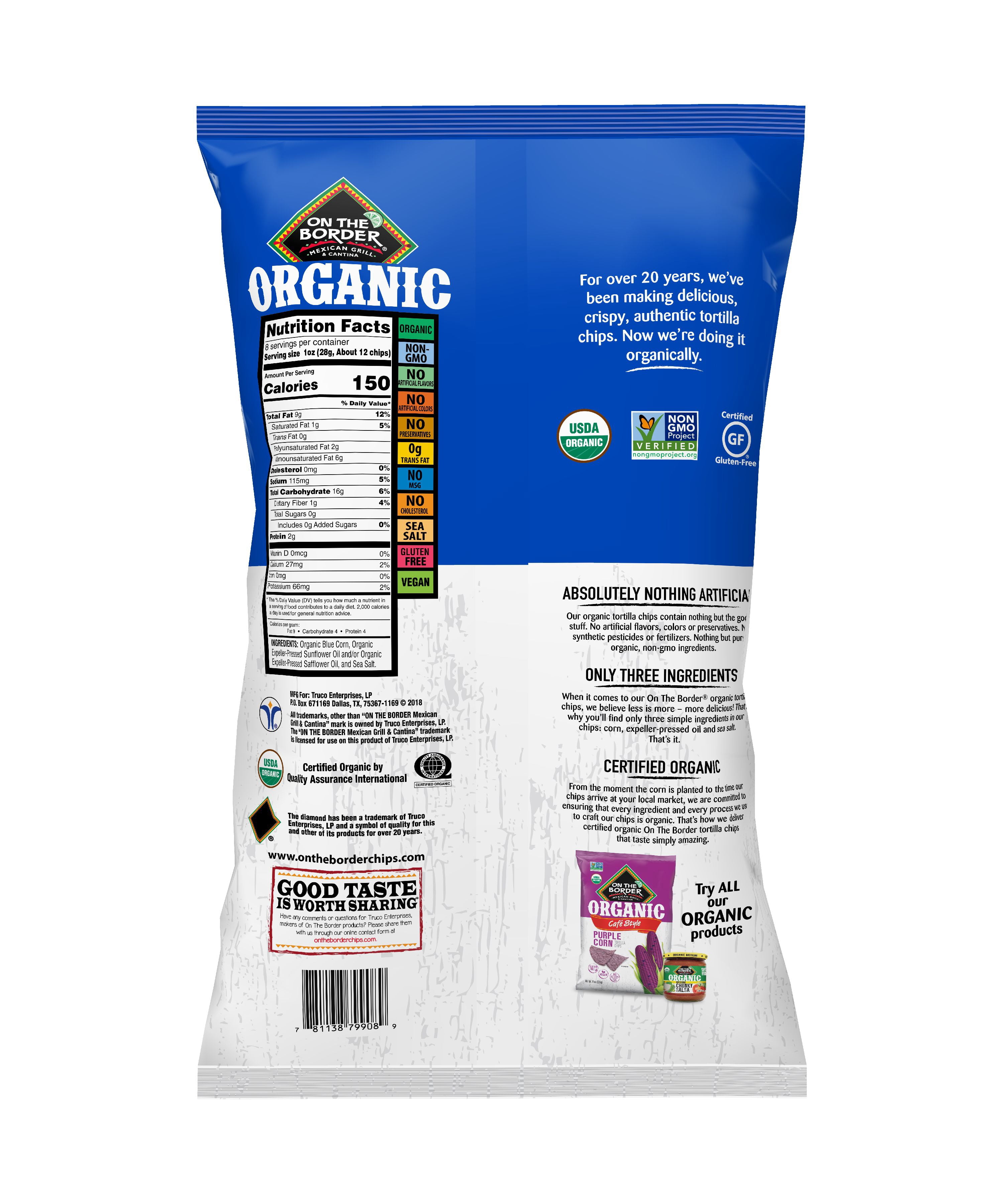 On The Border OTB 8oz Blue Corn Round Tortilla Chip