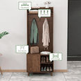 thumbnail image 6 of Oubayajia Hall Tree with Storage Bench, 4-in-1 Entryway Hall Tree for Hallway, Living Room, Walnut, 6 of 9