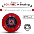 thumbnail image 4 of AlveyTech 76 mm Wheels for the Razor FlashRider 360 and RipRider 360 (Set of 2) - Durable Red Wheel with Black Hub with ABEC Bearings, Replacement Drift Kart and Scooter Wheel Parts, DIY Install, 4 of 7