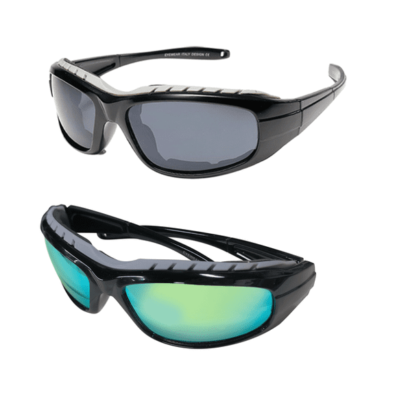 2-Pack Motorcycle Riding Glasses for Adults Tween - 100% UV Windproof/Dustproof Goggles with Foam Cushion for Cycling, Biking, Outdoor Sports(Gray,Blue)