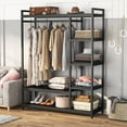thumbnail image 4 of 47 inches free-standing clothing closet organzier clothes garment rack with storage shelf capacity 450 lb, 4 of 5