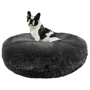 Bessie and Barnie Signature Wolfhound Grey Luxury Extra Plush Faux Fur Bagel Pet/ Dog Bed
