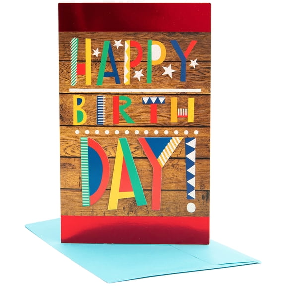 PaperCraft Birthday Greeting Cards with Envelope, Woodgrain Style