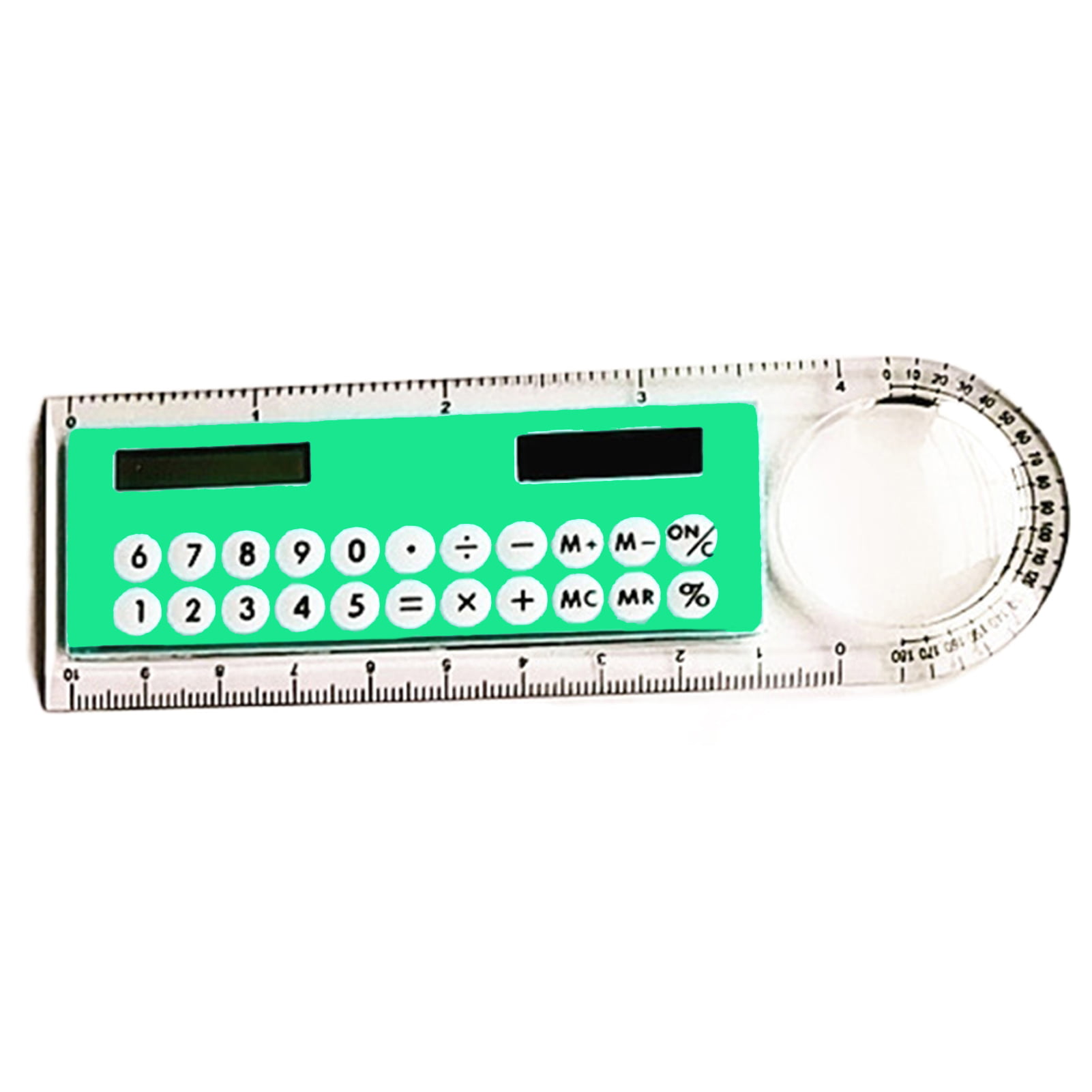 VEAREAR Mini Solar Transparent Ruler Calculator with Magnifier
