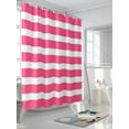 thumbnail image 3 of Fsddascl Pink Striped Shower Curtain Set - Standard 72" x 72" Washable Bathtub Curtain with 12 Hooks, Modern Simple Monochrome Geometric White Waterproof Fabric Stall Shower Curtains for Bathroom, 3 of 6
