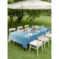 thumbnail image 4 of Outdoor Tablecloths with Umbrella Hole & Zipper, Blue Summer Beach Tablecloth Rectangle 60x84 Inch, Coastal Vacation Blue Wooden Waterproof Table Cloth, Patio/Pool/Picnic Table Covers, 4 of 8