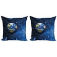 thumbnail image 1 of Ambesonne Space Throw Pillow Cover 2 Pack, Planet Earth Solar System, 16", Blue Green, 1 of 2