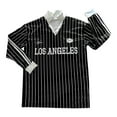 thumbnail image 3 of Letdown Womens Oversized Shirts Striped LOS_ANGELES Print Y2k Streetwear Collar V Neck Pullover Long Sleeve Baggy Tops (Black,L), 3 of 4