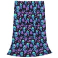 thumbnail image 2 of Honeii purple flower blue Skull Print Fleece Blanket - Throw Blanket for Bed, Sofa, Couch, Camping, and Travel , Microplush Ultra Soft Warm Blanket-60"x50", 2 of 7