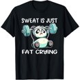 thumbnail image 1 of Panda Sweat is Just Fat Crying Gym Camiseta 100% algodón estampado camisetas unisex para hombre y mujer, 1 of 2