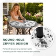 thumbnail image 4 of Round Outdoor Tablecloth with Umbrella Hole and Zipper, Black Floral Tablecloth with Elastic Waterproof, Retro Flowers Leaves Farmhouse Greek Key Patio Table Covers for 36" - 44" Picnic Pool Tables, 4 of 9