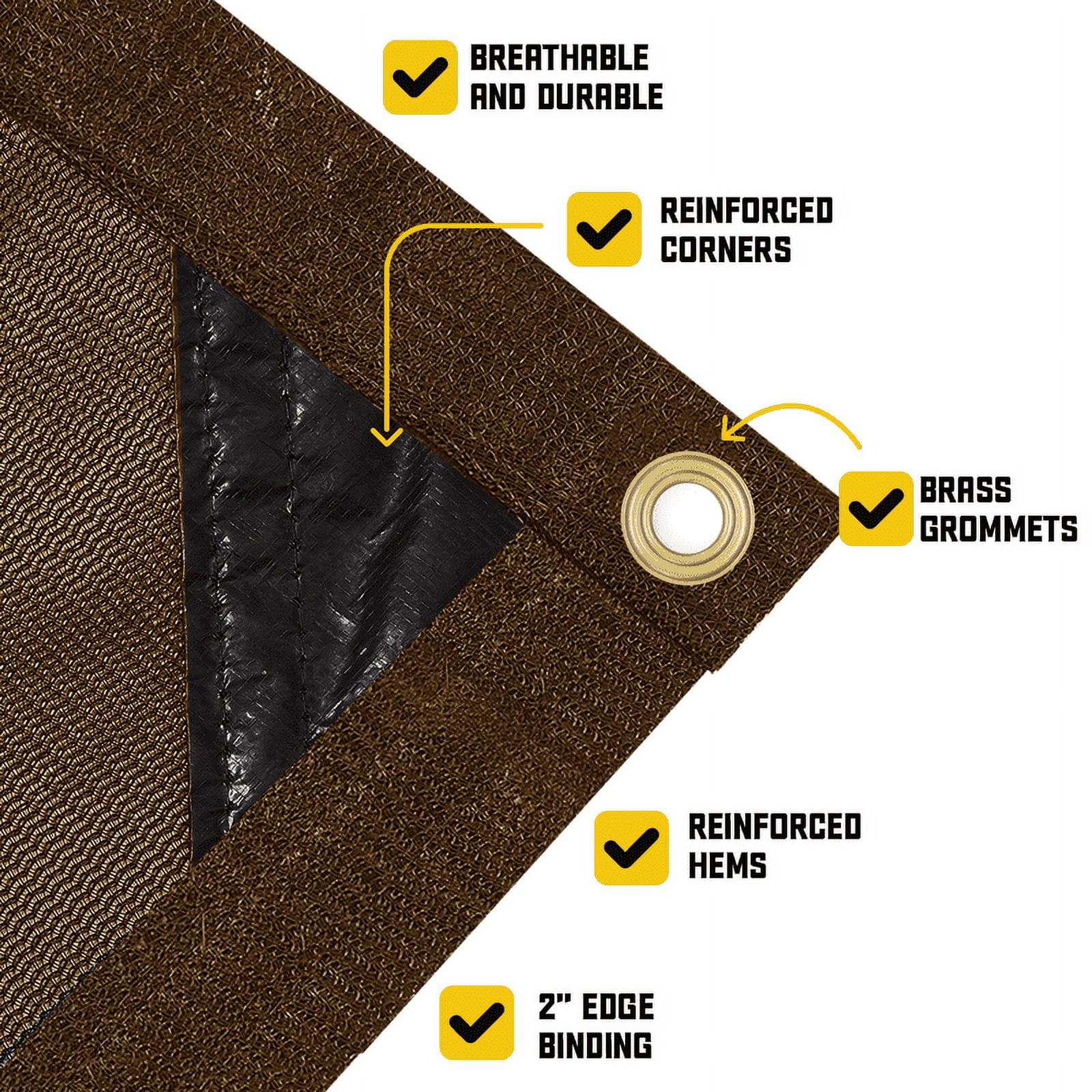 Core Tarps 60% Brown Shade Cloth with Grommets - 18 X 24 FT Heavy Duty Mesh Tarp - Sun Shade Cloth for Garden Vegetables Plants Greenhouse Outdoors Backyard Fences Dump Trucks Patio Mesh Shade Tarp