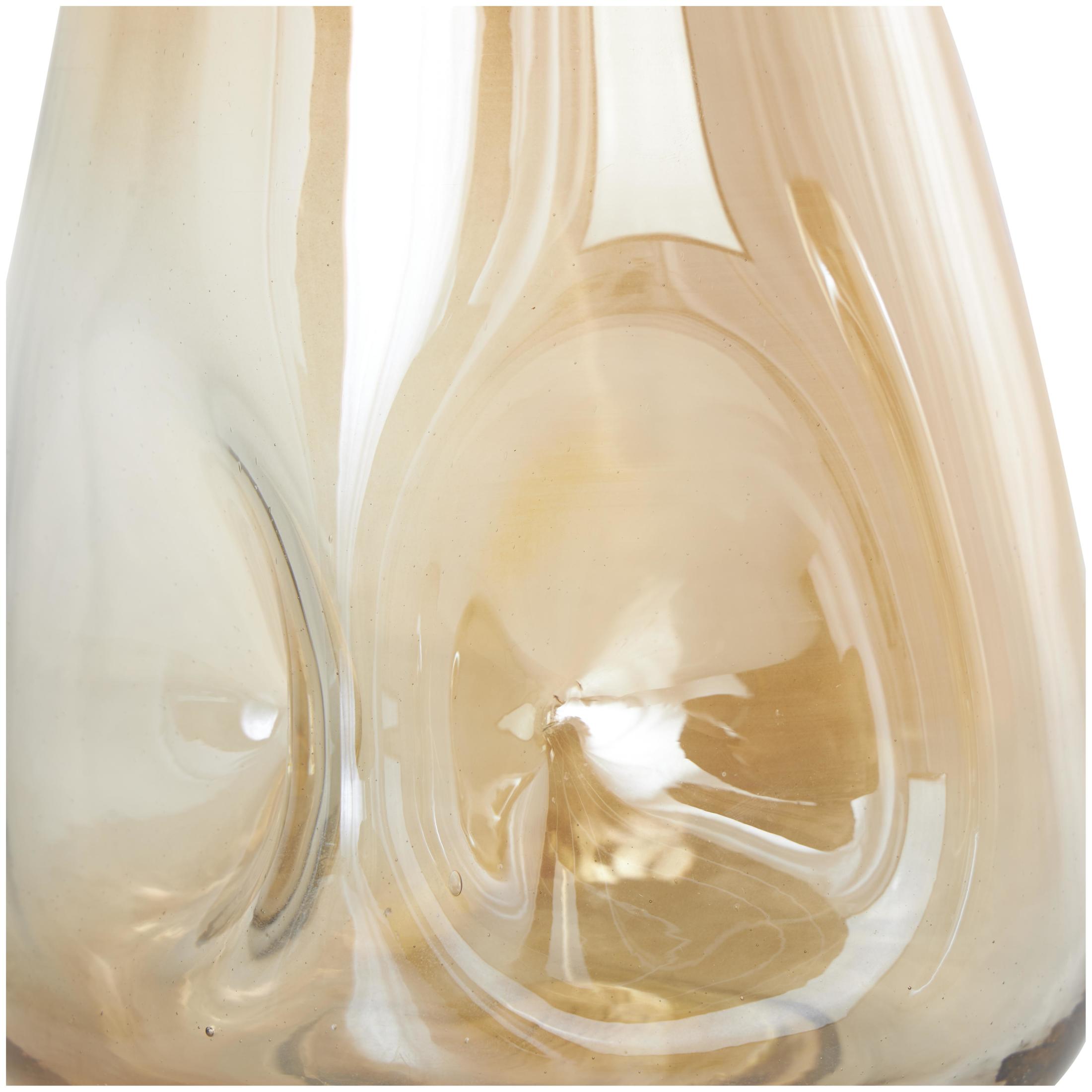 DecMode 11", 8"H Abstract Concaved Iridescent Gold Glass Vase, Set of 2