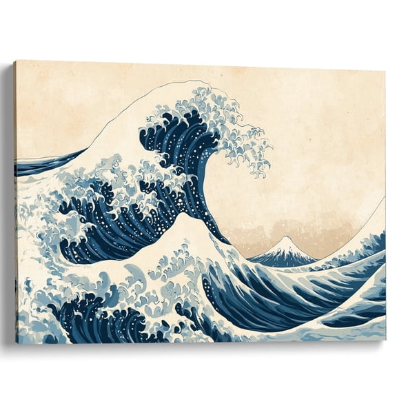 Wallume Store Japanese Great Wave Mount Fuji Canvas Wall Art Living Room Decor 12x8 Inch