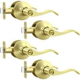 thumbnail image 1 of Poignées de Porte d'Intimité en Or Brossé pour Intérieur, Poignée de Porte Intérieure en Laiton Brossé Robuste avec Serrure, Style Ondulé, Sans Clé, Réversible pour Portes de Chambre et de Salle de Bain, 1 of 8