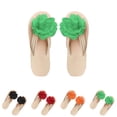 thumbnail image 4 of Women's Flower Flip Flops Flat Open Toe Summer Beach Casual Footwear Green 41, 4 of 4