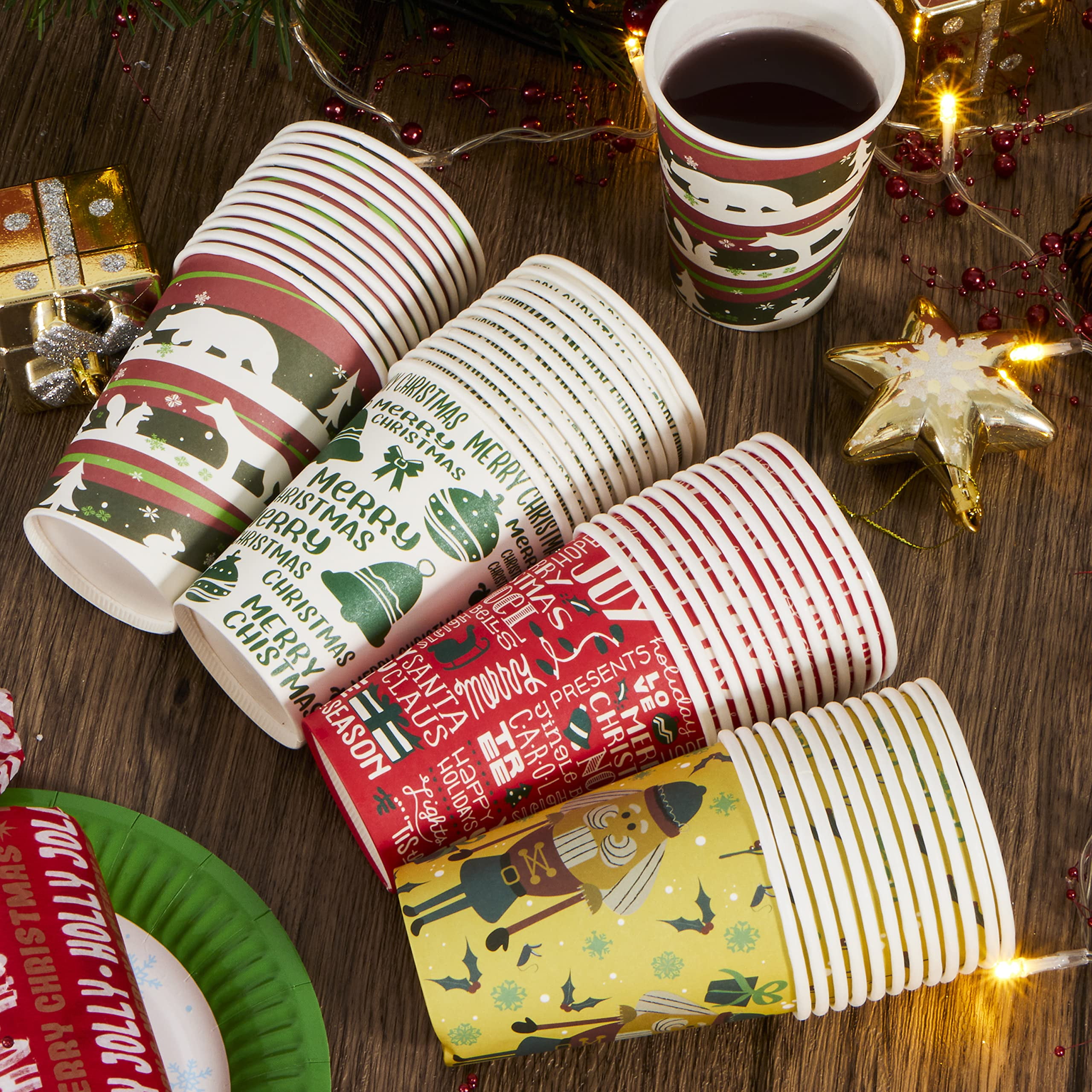 Sieral 144 Pcs Christmas Cups 8 oz Holiday Assorted Paper Cups Drinking Tea  Disposable Christmas Cof…See more Sieral 144 Pcs Christmas Cups 8 oz