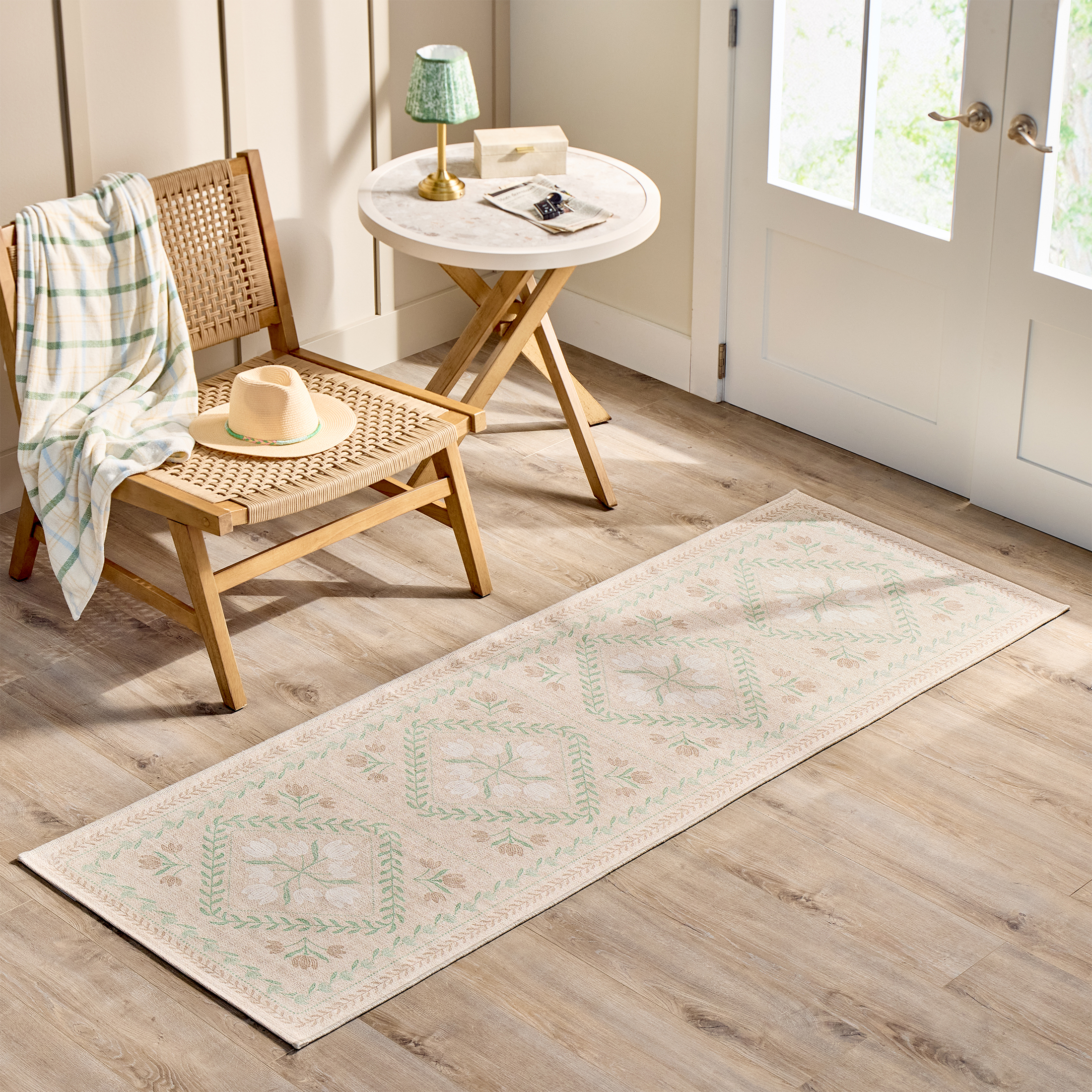 Better Homes & Gardens Soliel Floral Neutral 30 in x 84 in Runner Rug