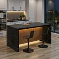 thumbnail image 2 of Hawsaiy 67" Modern LED Rectangle Dining Table with Marble-Look Top, 6 Seater Kitchen Island Table with Lights for Home Kitchen Office, Black, 2 of 9