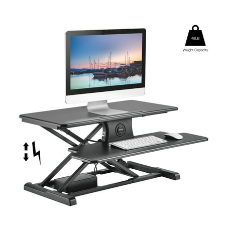 Electric Standing Desk Converter Workstation: TechOrbits Rise-X E Motorized Stand Up Desk Riser for a Sit Stand Desk - Height Adjustable Computer Table for Standing Desks - 32” Work Surface,
