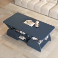 thumbnail image 5 of Modern Rectangular Coffee Table with 6 Storage Shelves - Geometric Design, Blue, 5 of 10
