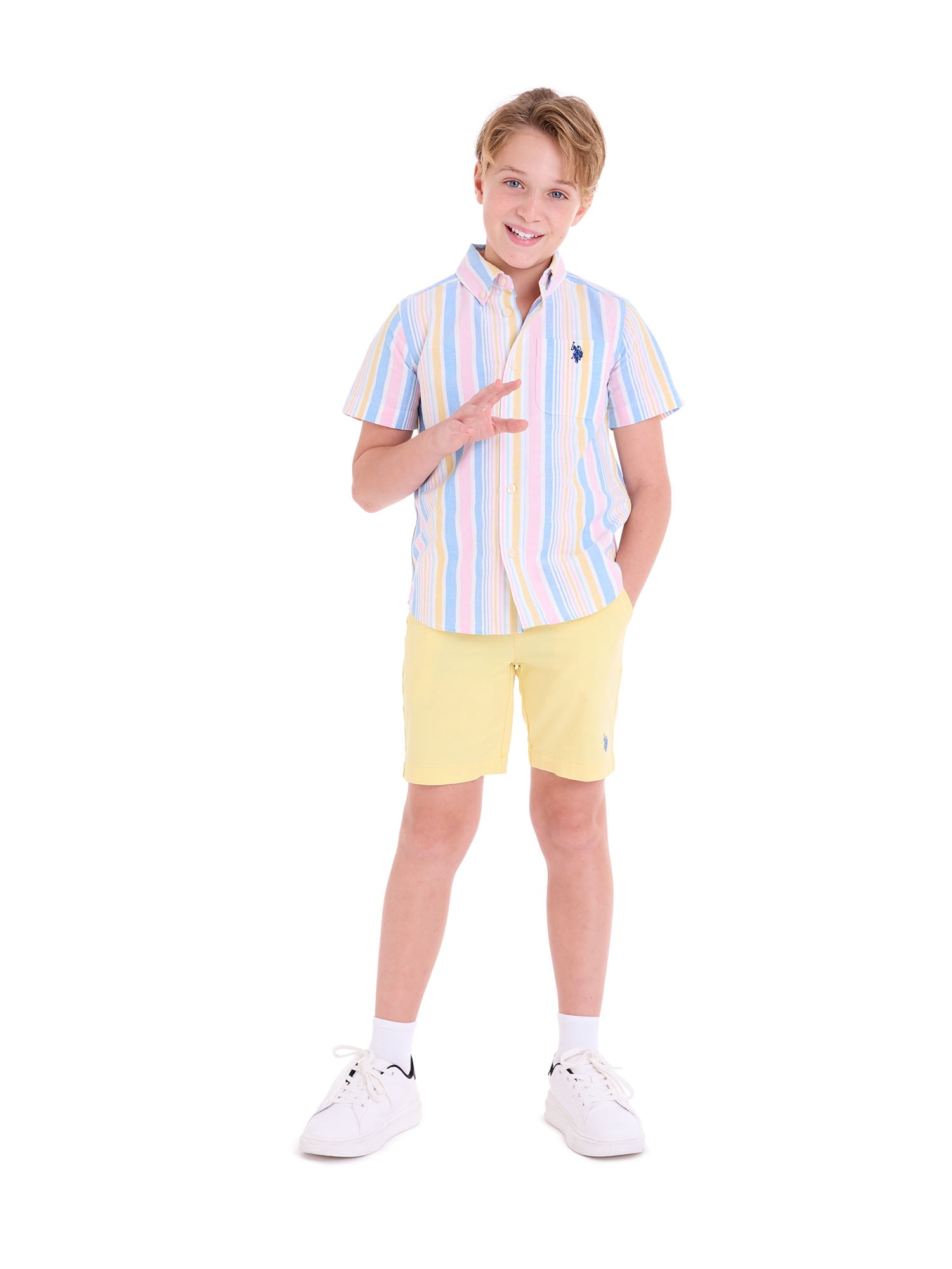 U.S. Polo Assn. Short Sleeve Button-Up Shirt for Boys, Sizes 4-18