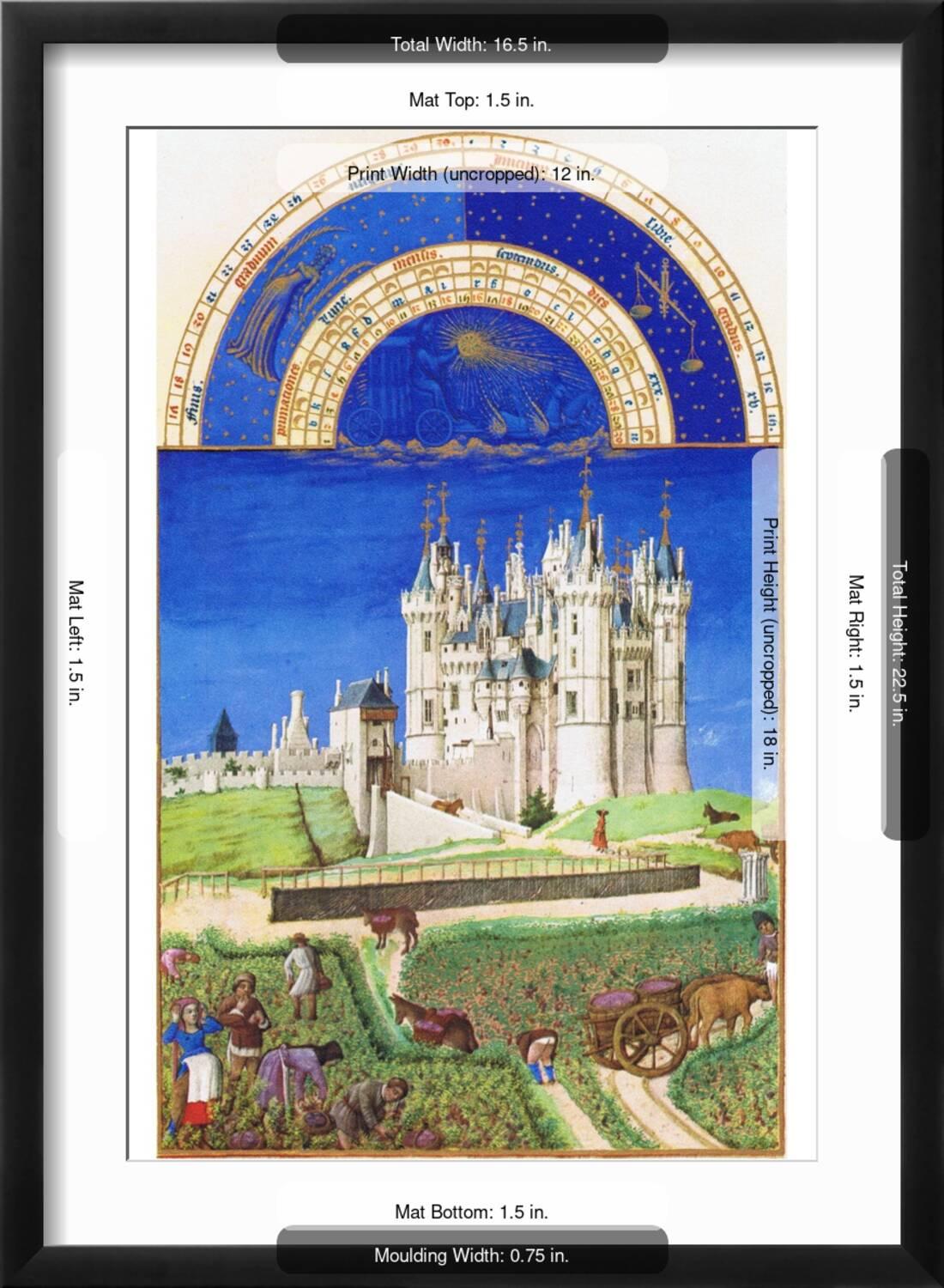 Art.com Le Tres Riches Heures Du Duc De Berry - September Art Print by Paul Herman & Jean Limbourg, Black Frame Wall Art, 17" x 23"