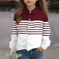 thumbnail image 4 of Riecok Basic Shirts for Girls Lapel Collared Striped Button up Blouse Long Sleeve Lightweight Basic Trendy Tops, 4 of 6