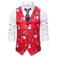 thumbnail image 2 of Nuevo Chaleco de traje con estampado navideño para hombre, vestido de fiesta de banquete de boda, chaqueta con cuello en V, chaleco, 2 of 5