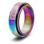 CritSuccess Elemental Dice Ring with 4 sided Earth, Fire, Air & Water Die Spinner (Size 6 - Stainless Steel - Rainbow)