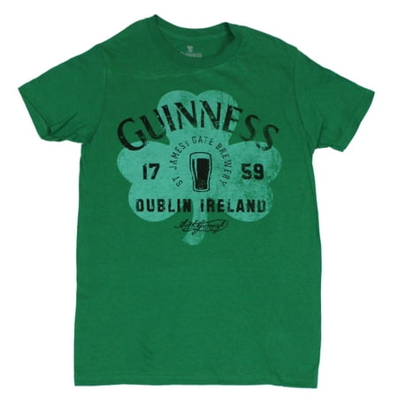 - Guinness Beer Mens T-Shirt - Distressed 3 Leaf Clover St James Gate Brewery