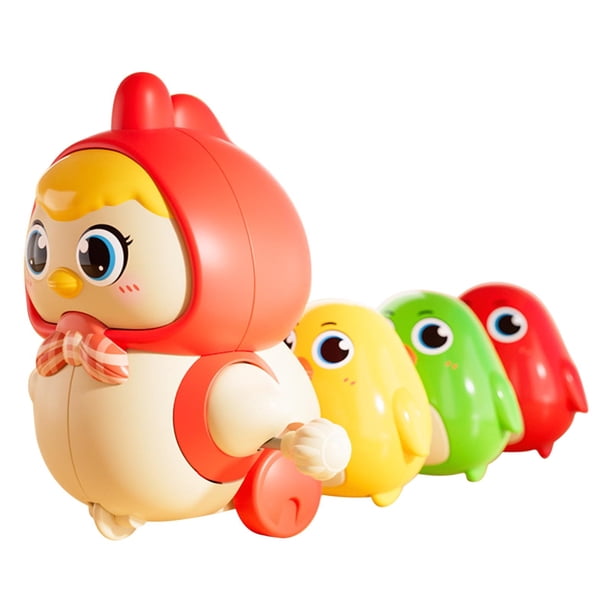 Juego de juguetes mecánicos Wind Up Chicken | Gallina Caminante Magnética con 3 Politos | Acción de balanceo mecánico de plástico colorido | Desarrollo de habilidades educativas de motricidad fina |