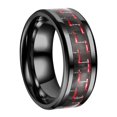 thumbnail image 3 of Anillo de acero inoxidable con pulido fino y superficies alisadoras, anillo exclusivo de moda para hombre para fiestas, con rayas negras y rojas, 20 mm, 3 of 14