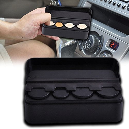 Zento Deals Sturdy Black Coin OrganizerAuto Car Coin Case Storage Mini Box Plastic Holder