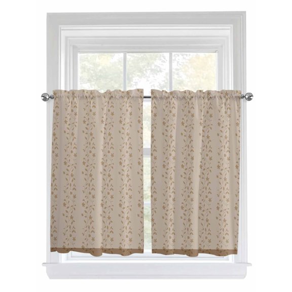 Pink Brown Floral Living Room Curtains 2 Panel, Spring Flowers Cafe Window Treatment, Farmhouse Bedroom Bathroom Kitchen Curtains Drapes 104"x45"