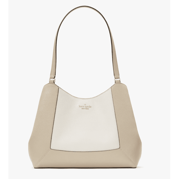 Kate Spade New York Lena Colorblock Large Triple Compartment Shoulder Bag KH439 – Pebbled Leather Tote with Zip & Snap Closure