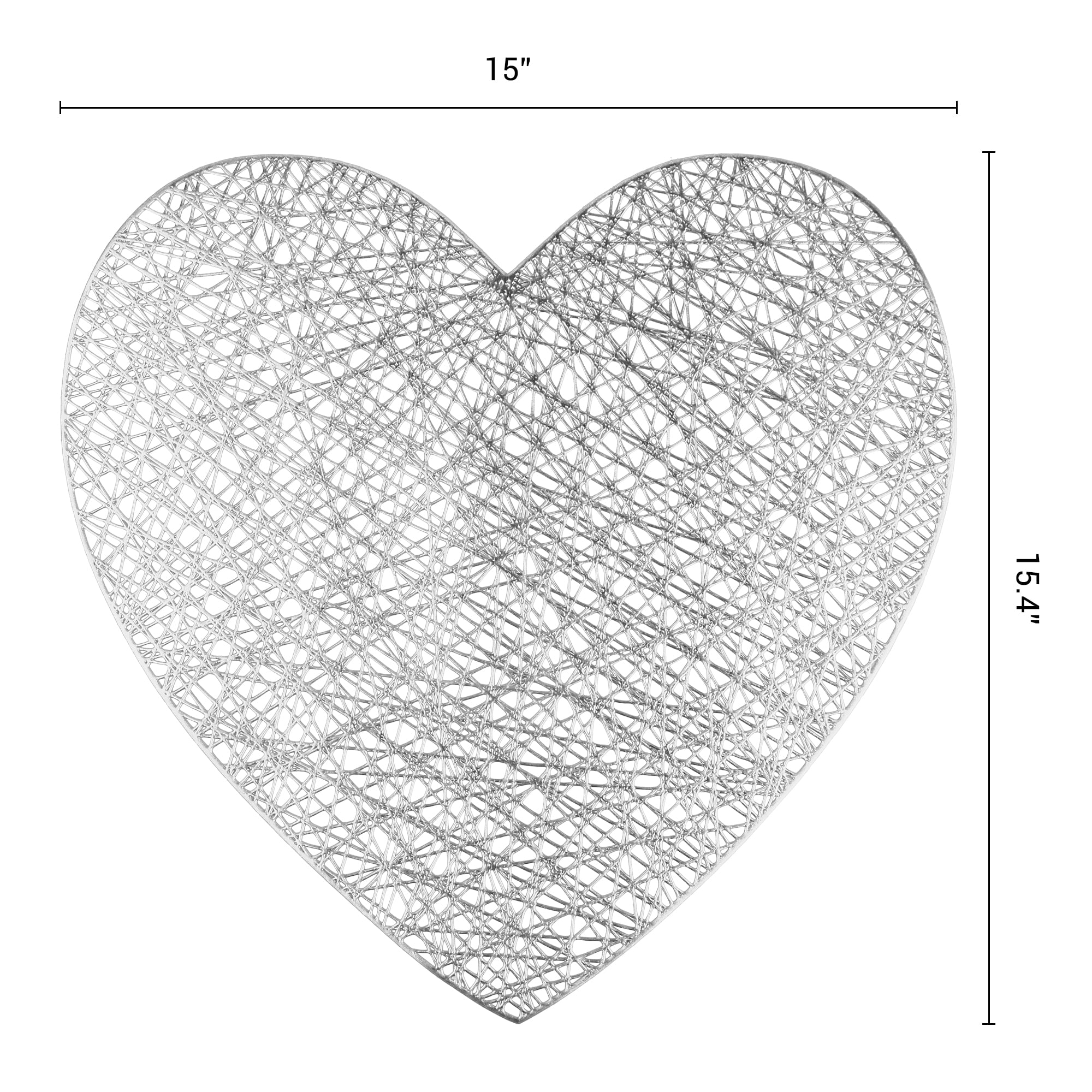 Unique Bargains Heart Shape Placemats Set of 6 for Home Decor Silver