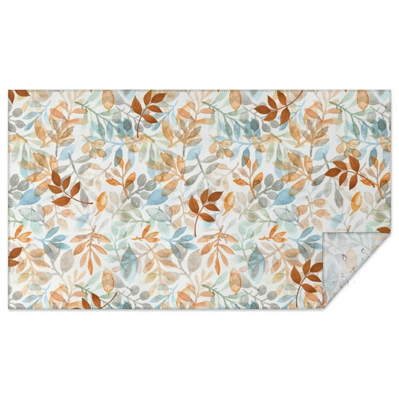 Autumn Leaves Tablecloth Rectangle 60x102 Inch, Fall Printed Table Cover with Harvest Plaid - Wrinkle Resistant Fabric for Thanksgiving & Holiday Dining Decor