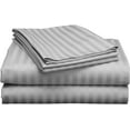 thumbnail image 3 of Lightweight Super Soft 600 Thread Count |100% Egyptian Cotton| Ultra Soft | Cooling for Hot Sleepers | Twin Size 4 Piece Sheet Set Fit 22" Inch to 24" Inch Deep Pocket { Silver Grey Stripe }, 3 of 6