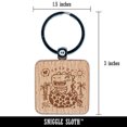 thumbnail image 2 of Baby Dinosaur Hatchling on Beach Square Keychain Charm Tag - Engraved Wood, 2 of 6