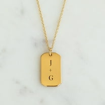 Engraved Rectangle Gold Tag Necklace