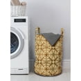 thumbnail image 3 of Geometric Laundry Bag, Tribal Geometric Design with Moire Circles and Radial Lines Arrangement, Basket with Handles Drawstring Closure for Laundromats, 13" x 19", Caramel and Beige, by Ambesonne, 3 of 4