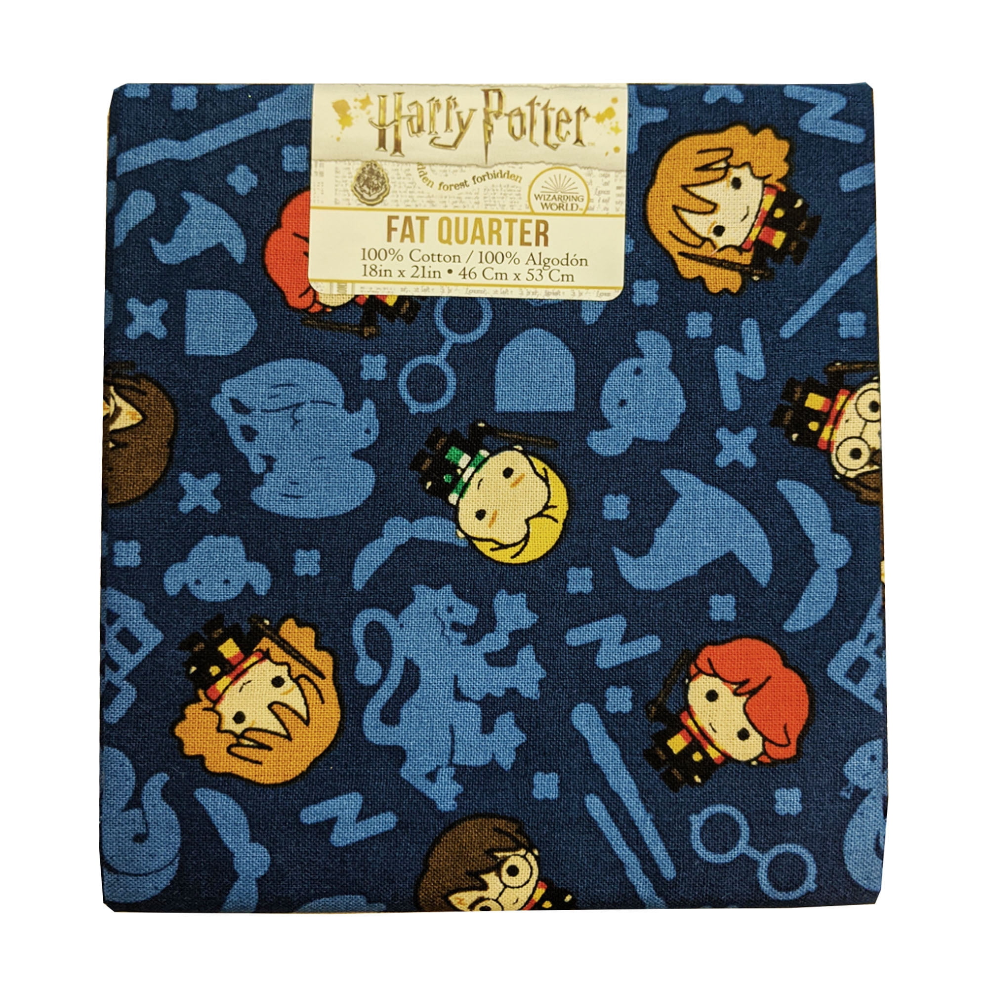 Eugene Textiles Premium Licensed Harry Potter Rookie Wizard 100% quilting Cotton 18" x 21" Fat Quarter Blue color